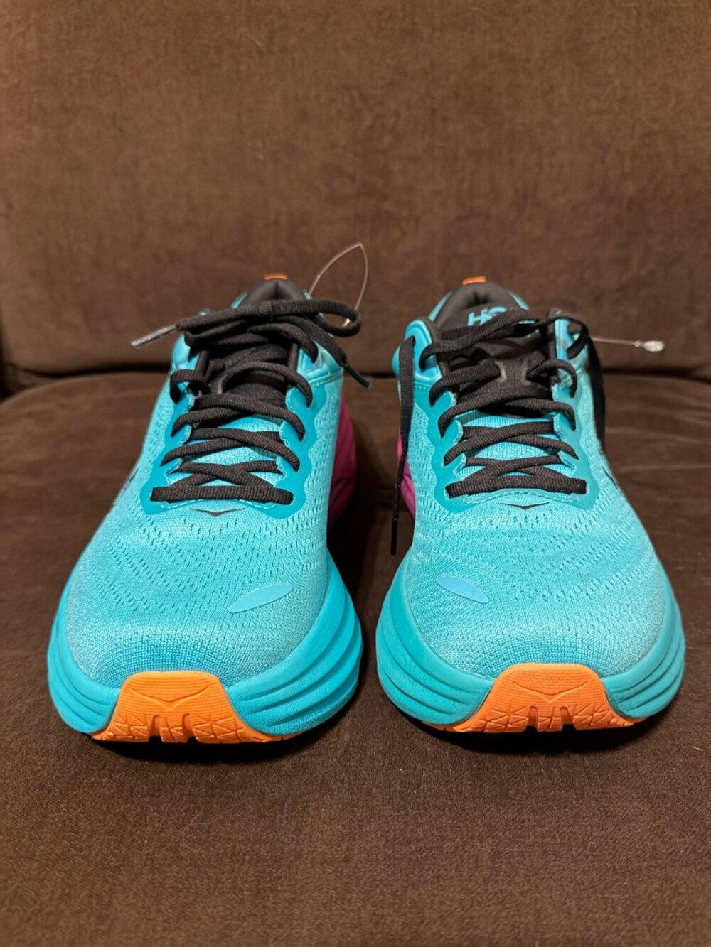 Men's HOKA One Bondi 8 Shoes Turquoise Ombre Purple Marathon Running Shoes NEW - Picture 2 of 8